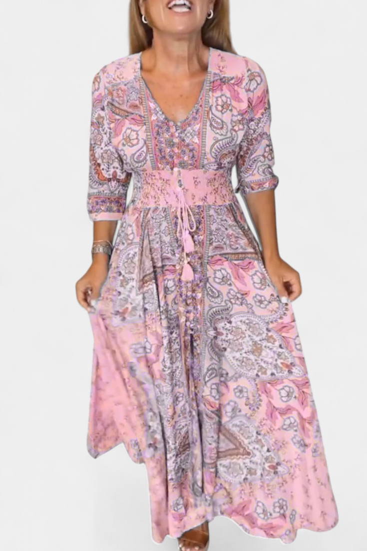 Dunya Vestido Casual de Verano con Escote en V