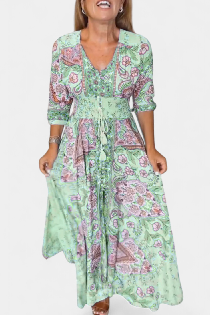 Dunya Vestido Casual de Verano con Escote en V