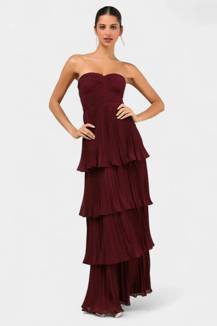 June Vestido con Volantes y Escote Corazón