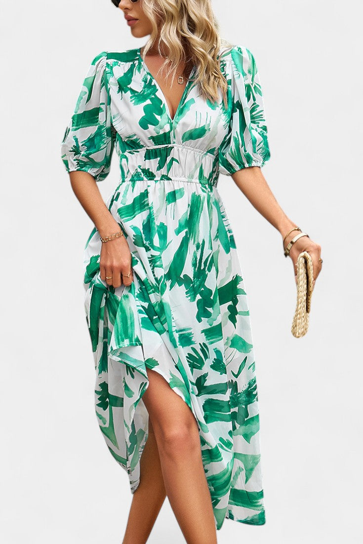 Georgina Vestido Midi Floral con Escote en V