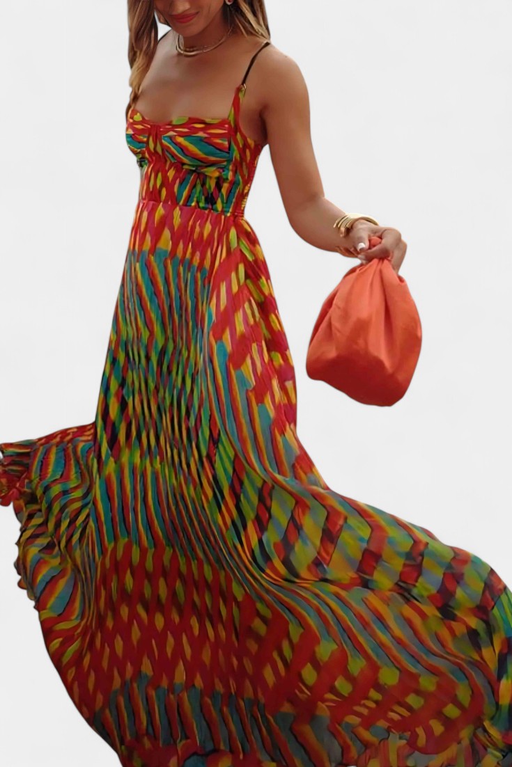 Océana Vestido Maxi Halter Abstracto