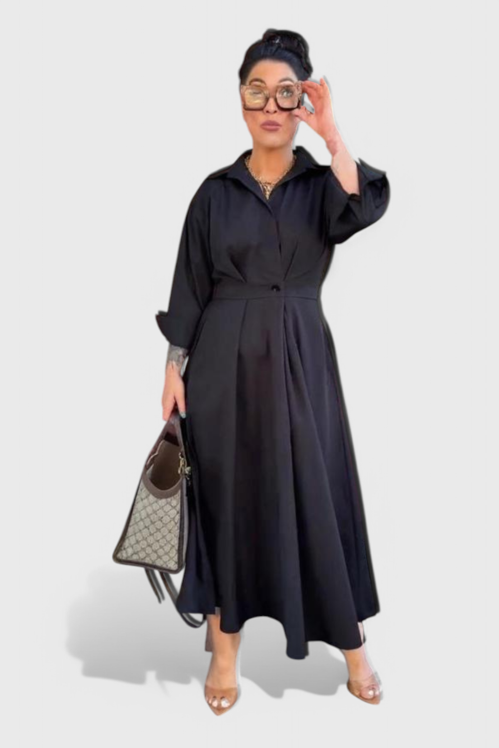 Celina Vestido Largo Maxi con Solapa