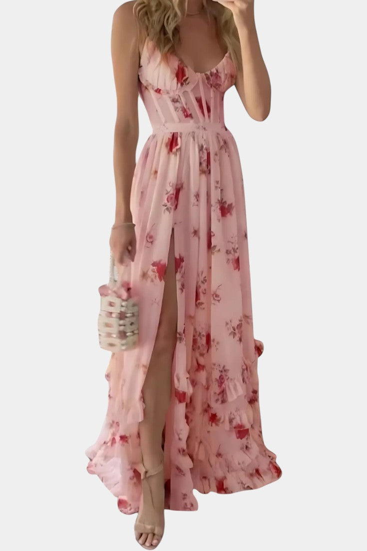 Luna Vestido Maxi Corsé Floral