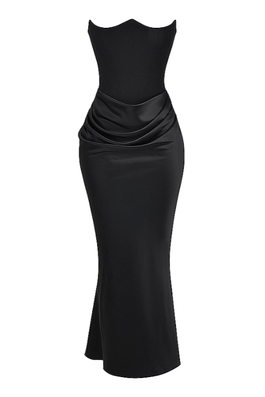 Emily Vestido Maxi Drapado Sin Tirantes