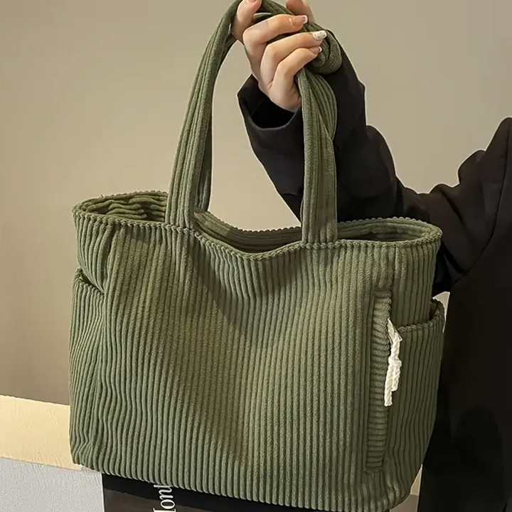 Martina | Bolso de mano de canalé con detalle de cordón