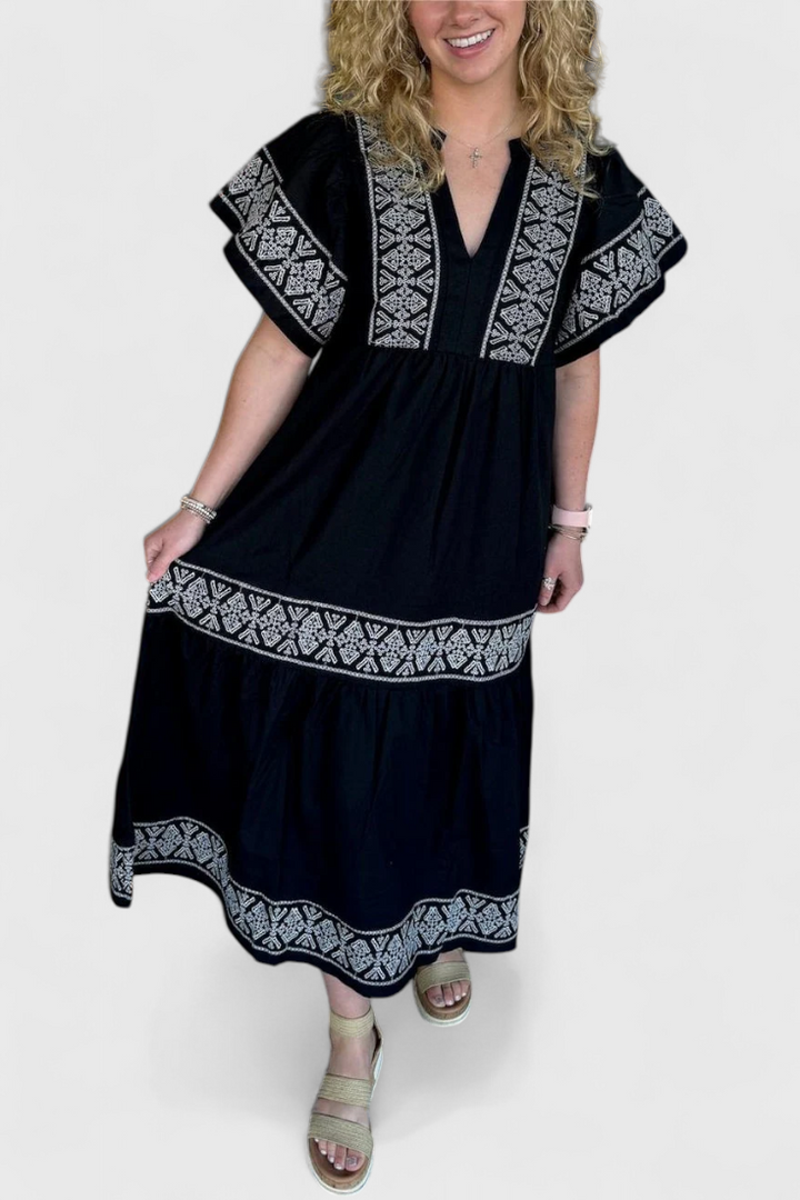 Jacinta Vestido Boho Maxi con Escote en V
