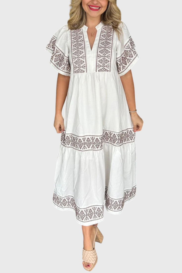 Jacinta Vestido Boho Maxi con Escote en V