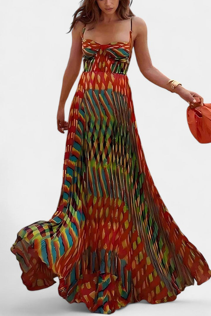 Océana Vestido Maxi Halter Abstracto