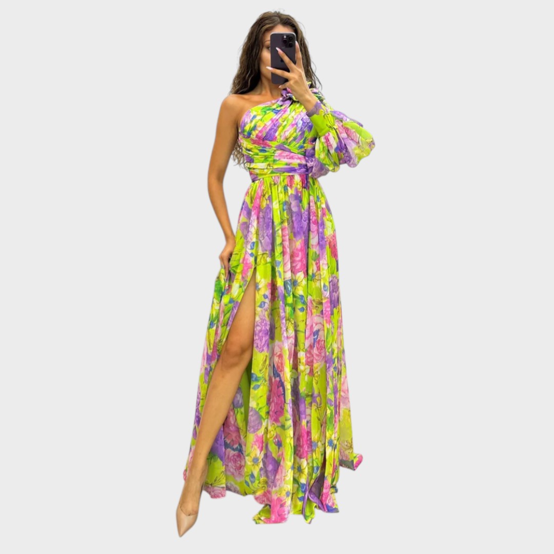 Ana | Elegante Vestido de Hombros Fluidos para Eventos de Verano