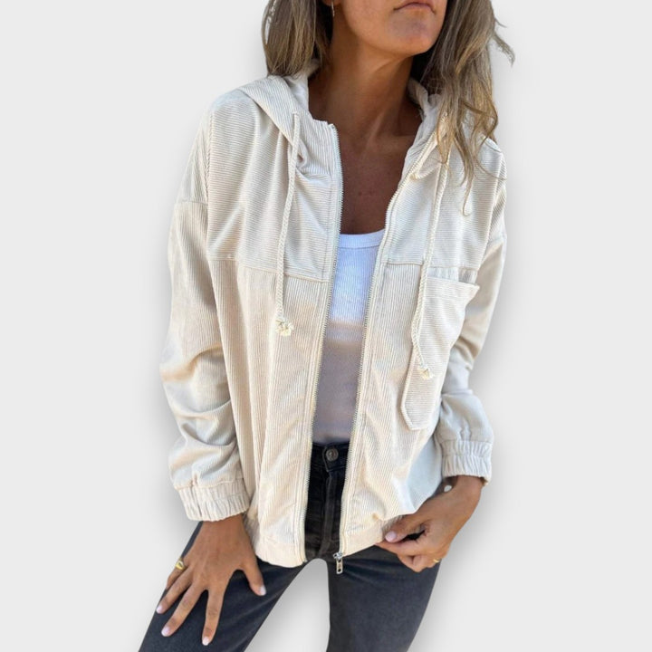 Elena | Chaqueta de pana con capucha y cremallera