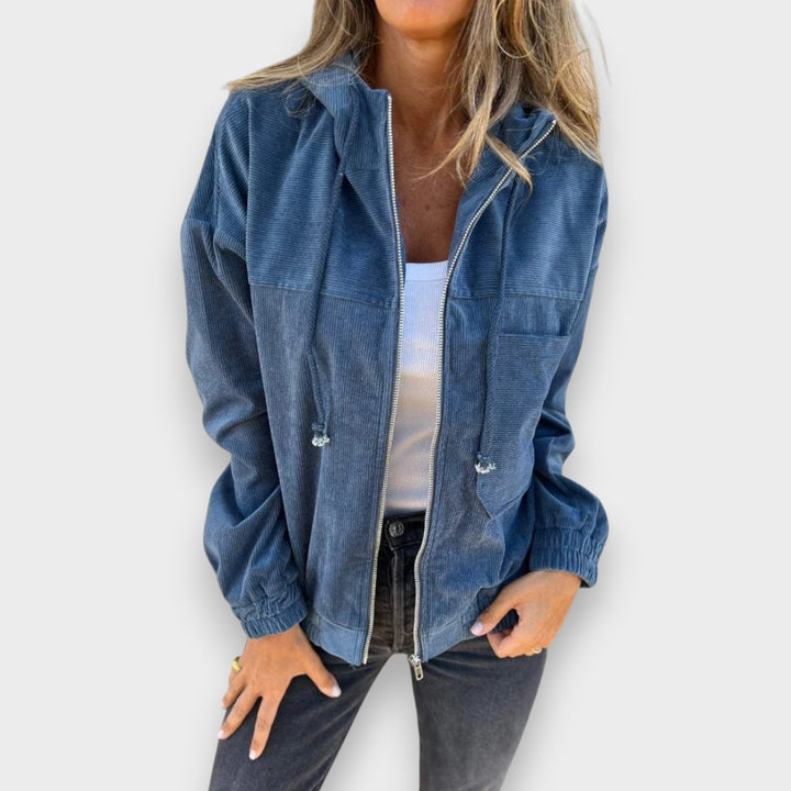 Elena | Chaqueta de pana con capucha y cremallera