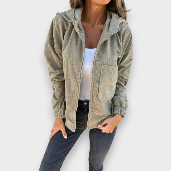 Elena | Chaqueta de pana con capucha y cremallera