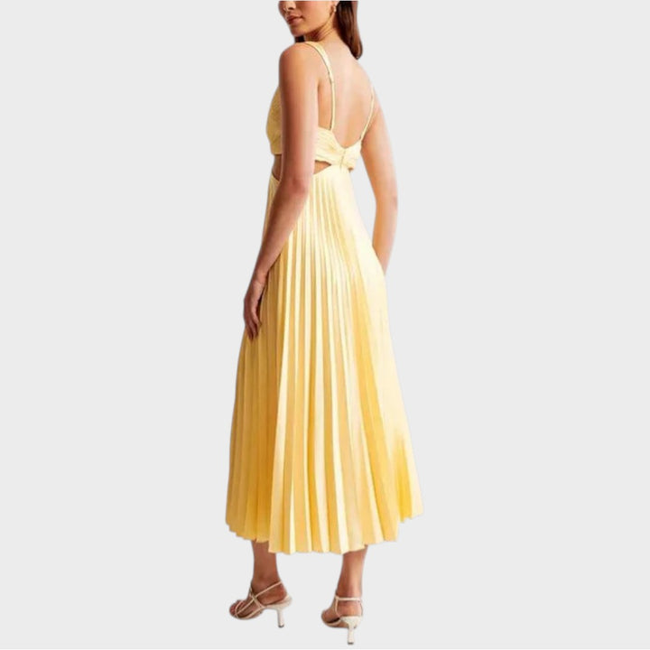 Marta | Elegante vestido midi de satén plisado