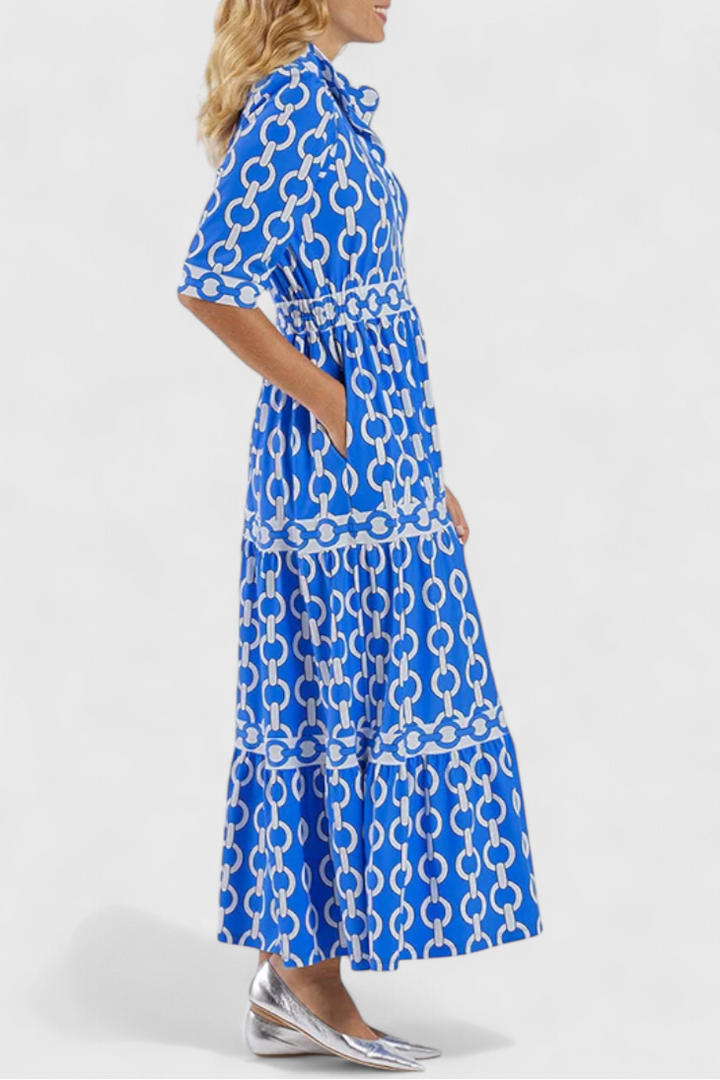 Casilda Vestido Midi con Estampado de Cadenas