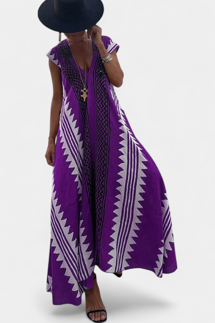 Dakota Vestido Maxi Bohemio con Motivo Geométrico