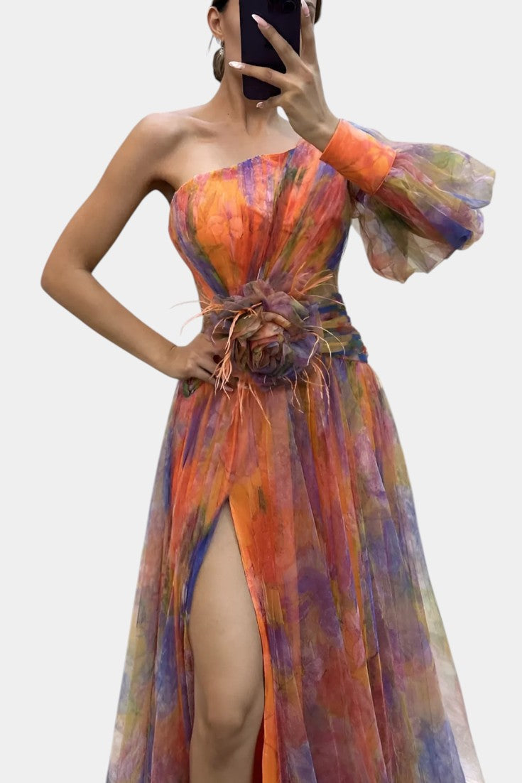 Amelie Vestido Maxi Asimétrico de Un Hombro
