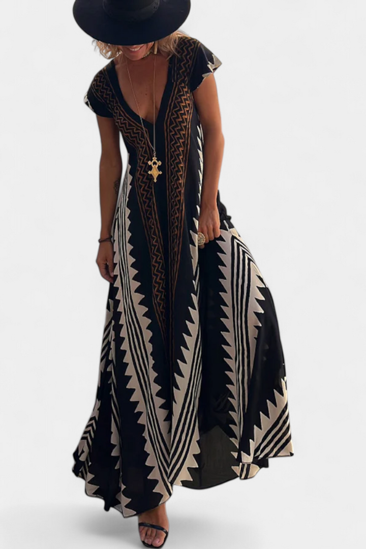 Dakota Vestido Maxi Bohemio con Motivo Geométrico