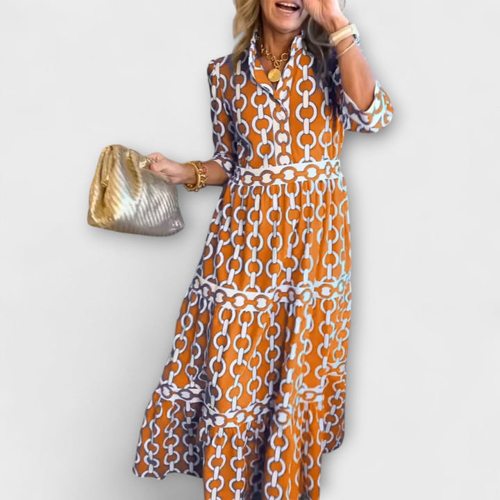 Sofia | Vestido midi con estampado de cadenas