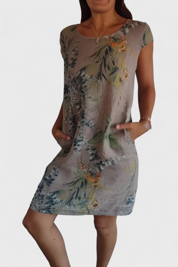 Tereza Vestido Cómodo de Cuello Redondo