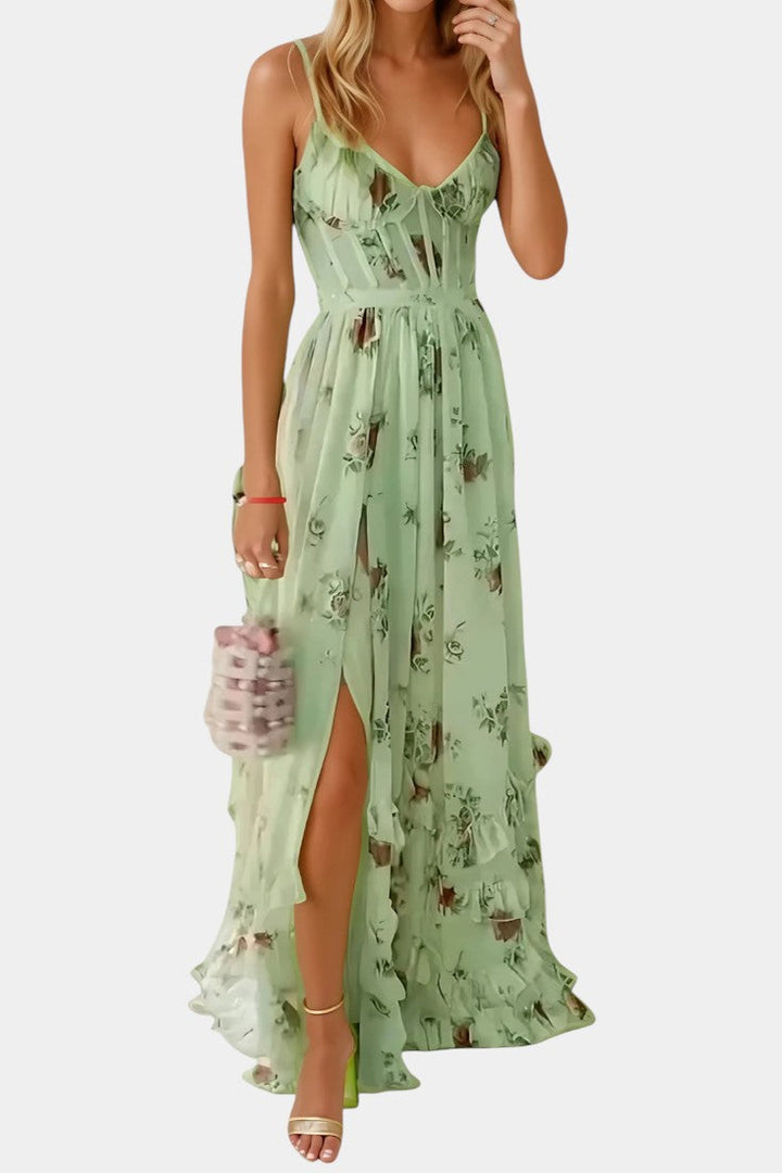 Luna Vestido Maxi Corsé Floral