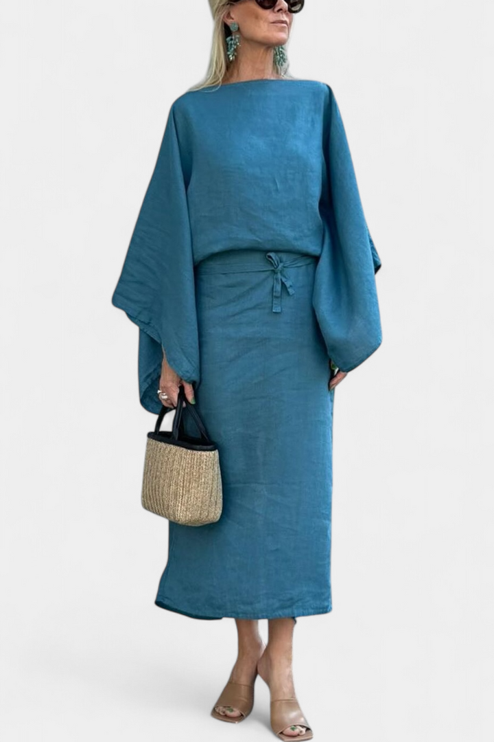 Kamilia Vestido Kimono de Lino y Algodón