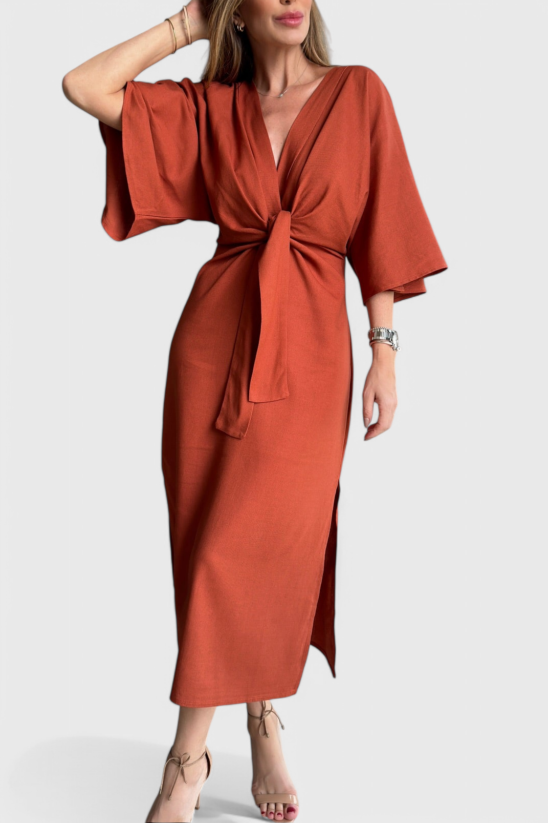 Elsa Vestido Relaxed con Escote en V y Cordones