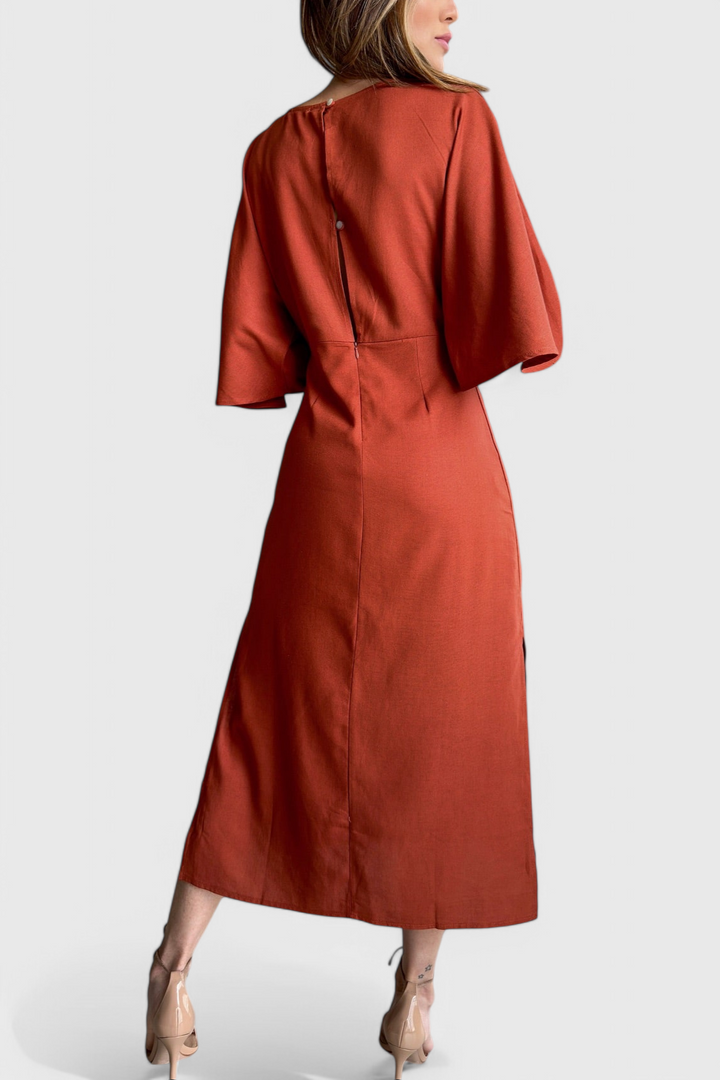 Elsa Vestido Relaxed con Escote en V y Cordones