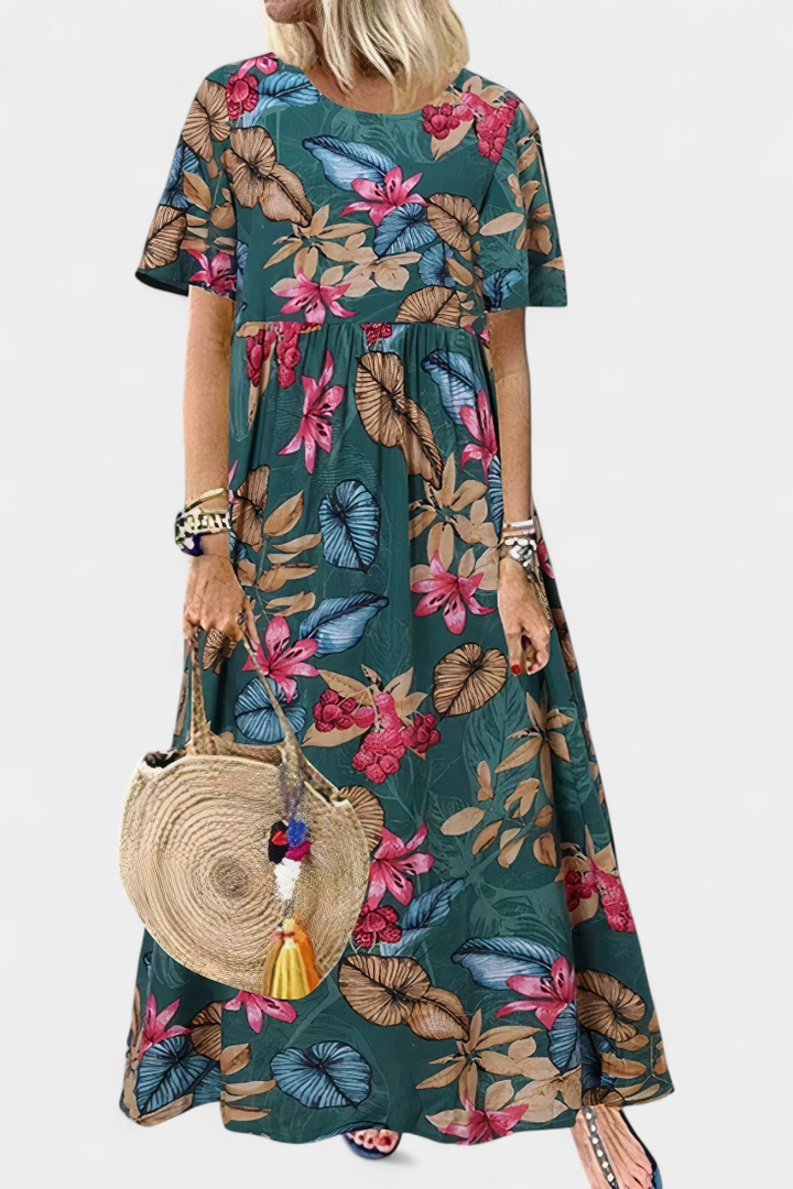 Kareela Vestido Largo Floral de Estilo Relajado