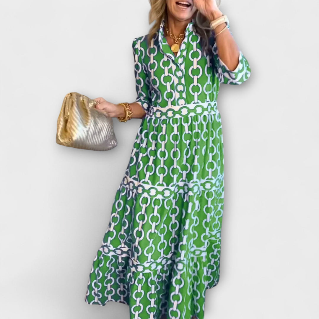 Sofia | Vestido midi con estampado de cadenas
