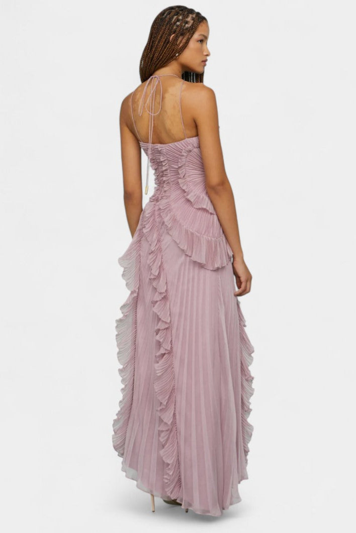 Bia Vestido de Halter con Volantes Plisados