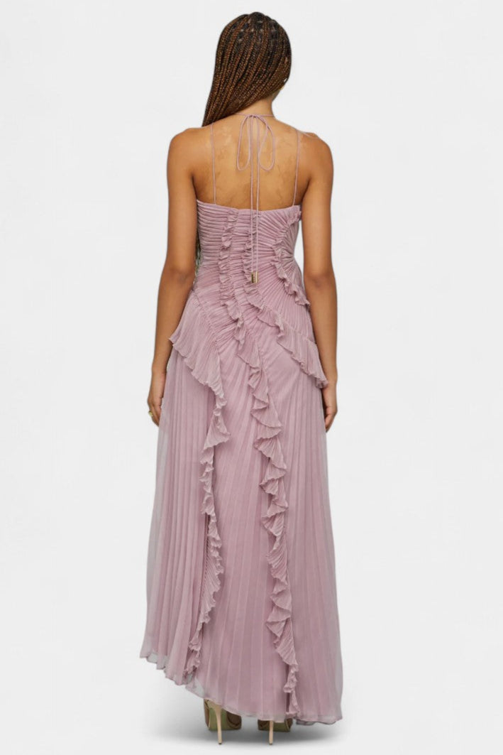 Bia Vestido de Halter con Volantes Plisados