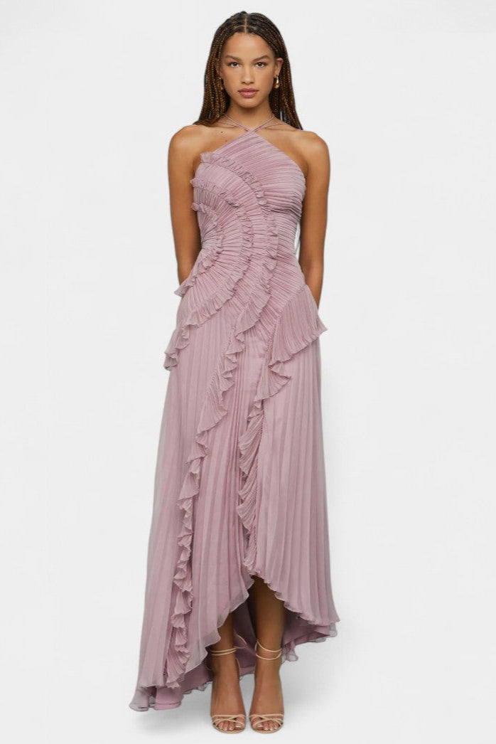Bia Vestido de Halter con Volantes Plisados