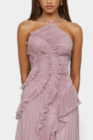Bia Vestido de Halter con Volantes Plisados
