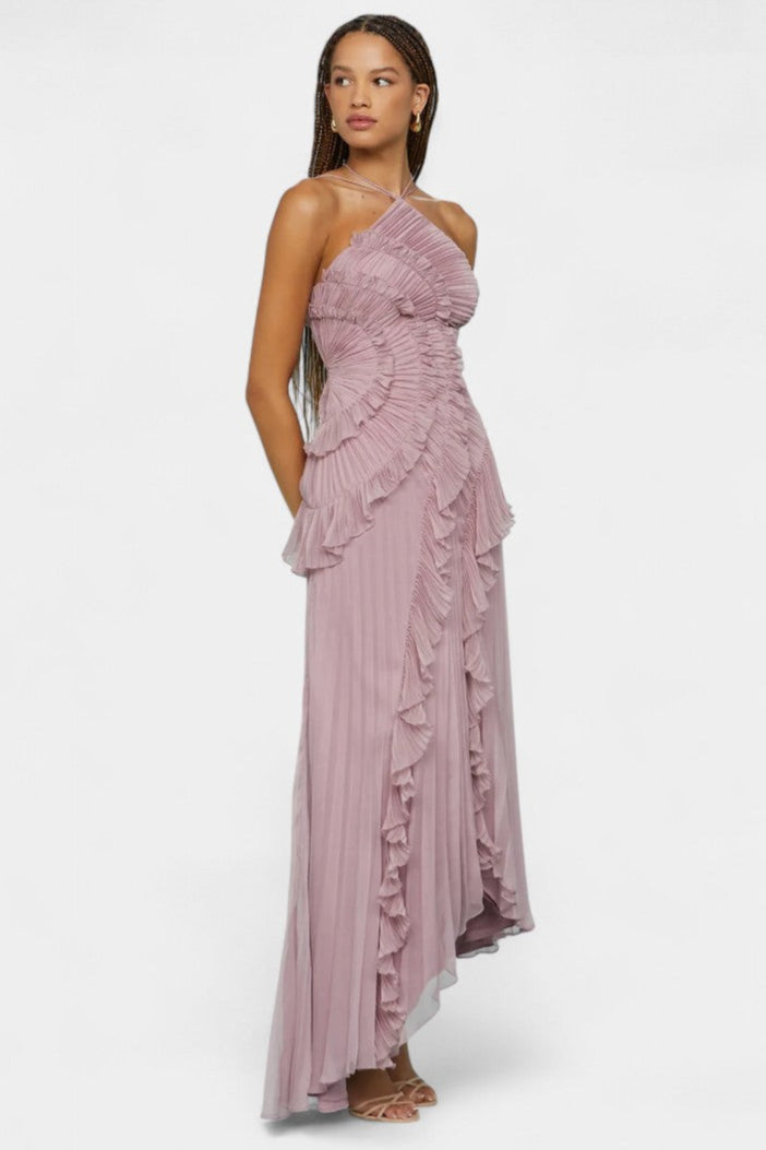 Bia Vestido de Halter con Volantes Plisados