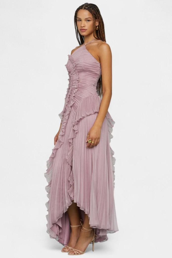 Bia Vestido de Halter con Volantes Plisados