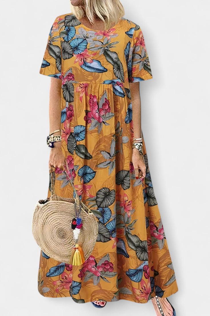 Kareela Vestido Largo Floral de Estilo Relajado