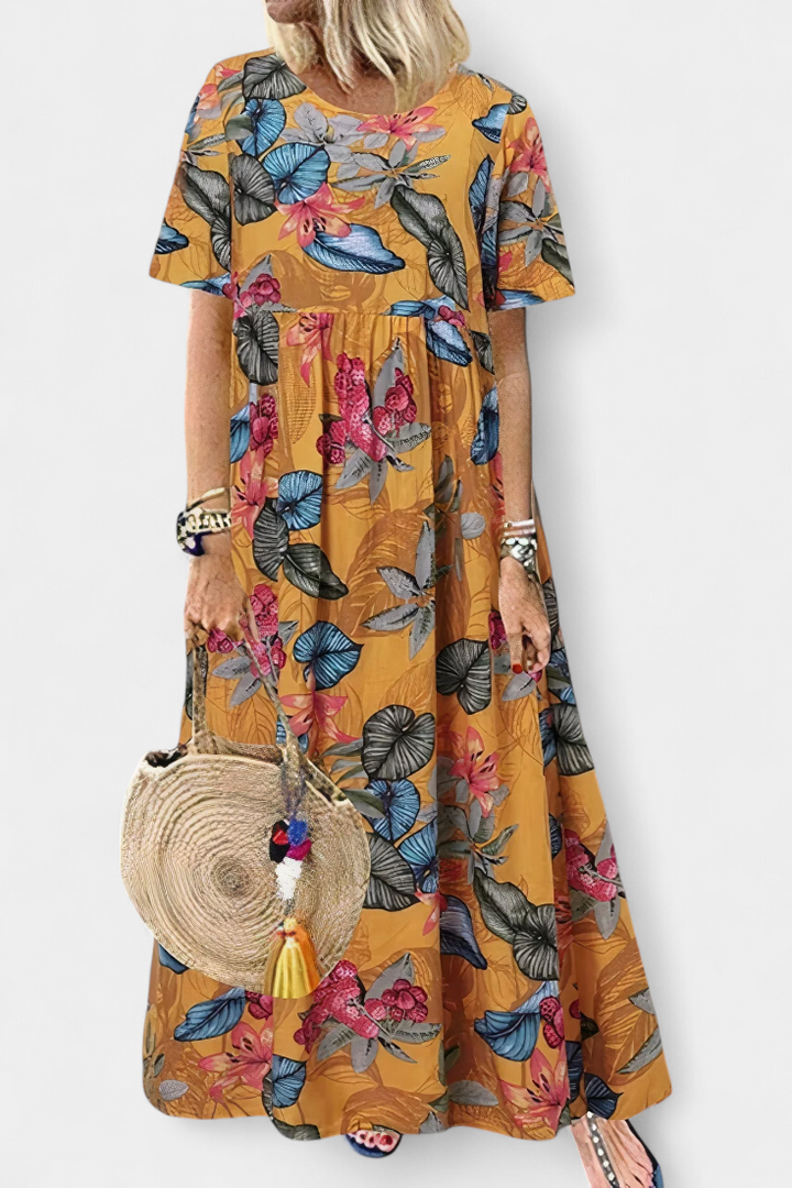 Kareela Vestido Largo Floral de Estilo Relajado