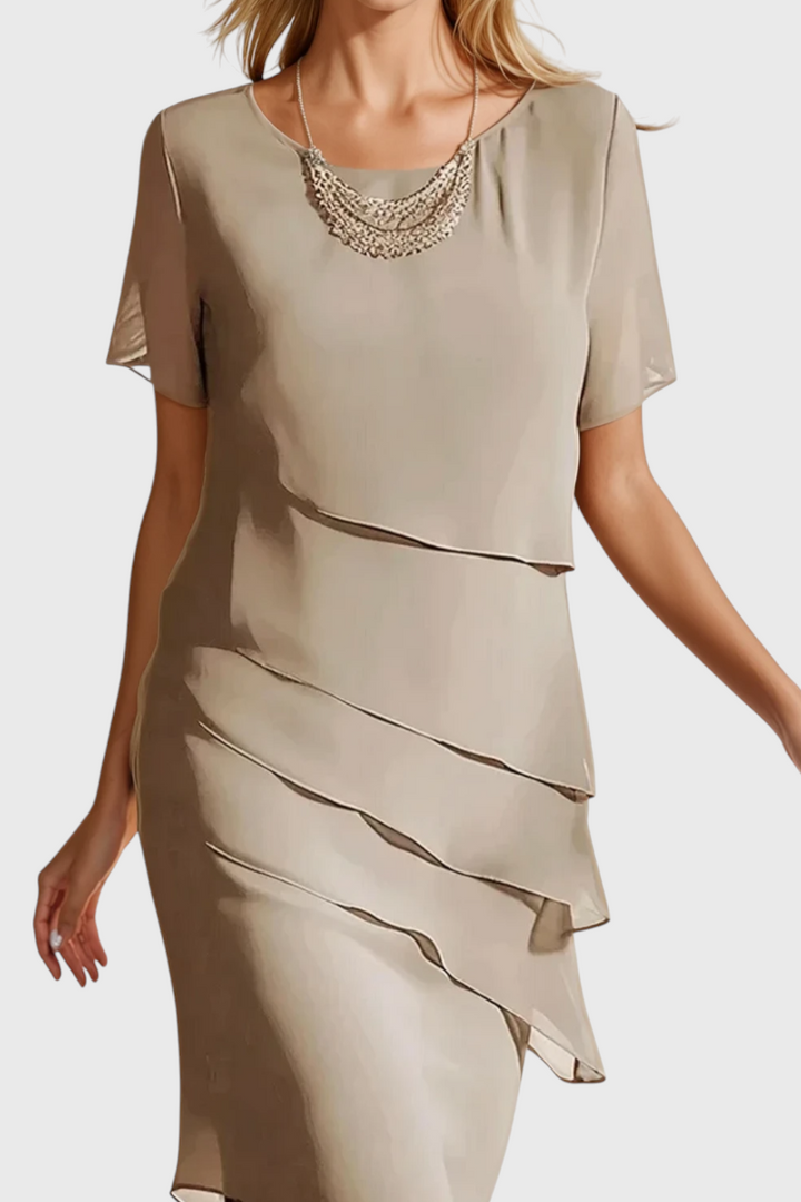 Mia Vestido de Gasa con Flecos