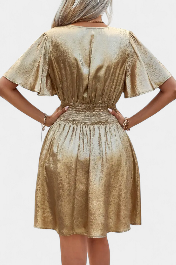 Adalee Vestido de Dama con Escote en V y Cintura Cruzada