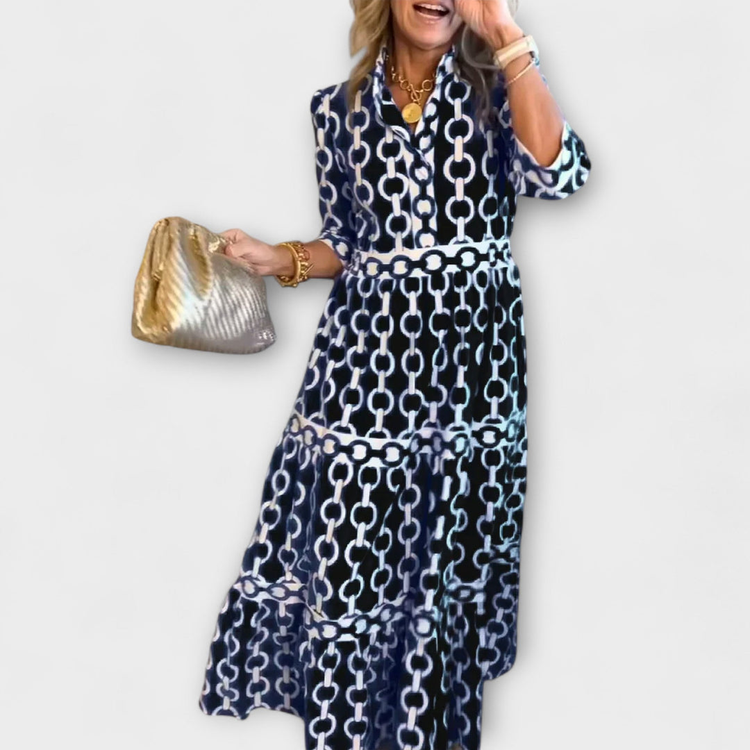 Sofia | Vestido midi con estampado de cadenas