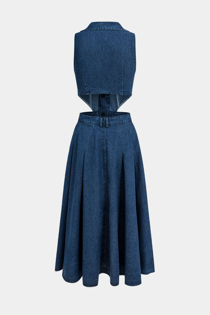 Alia Vestido de Mezclilla sin Mangas con Corte Moderno