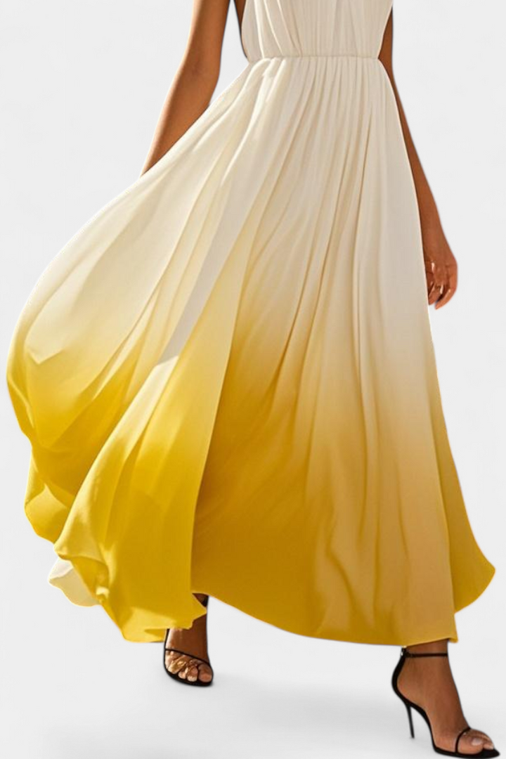 Starla Vestido Halter Plisado con Perlas