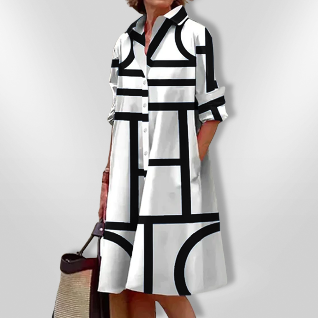 Alma | Vestido midi con estampado geométrico