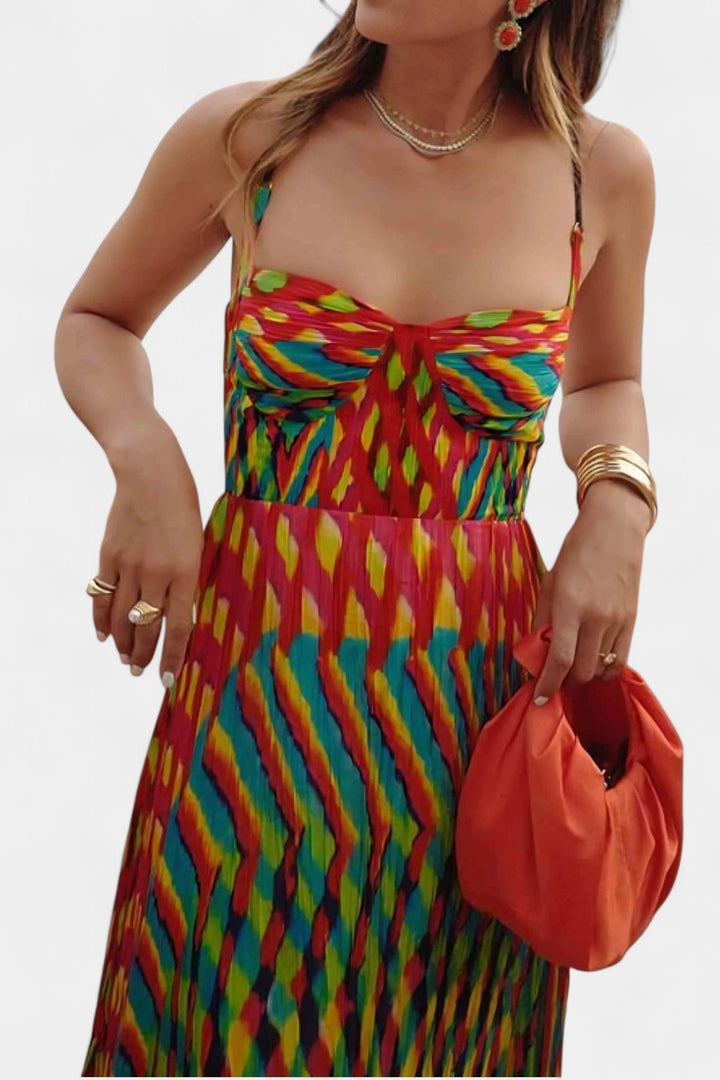 Océana Vestido Maxi Halter Abstracto
