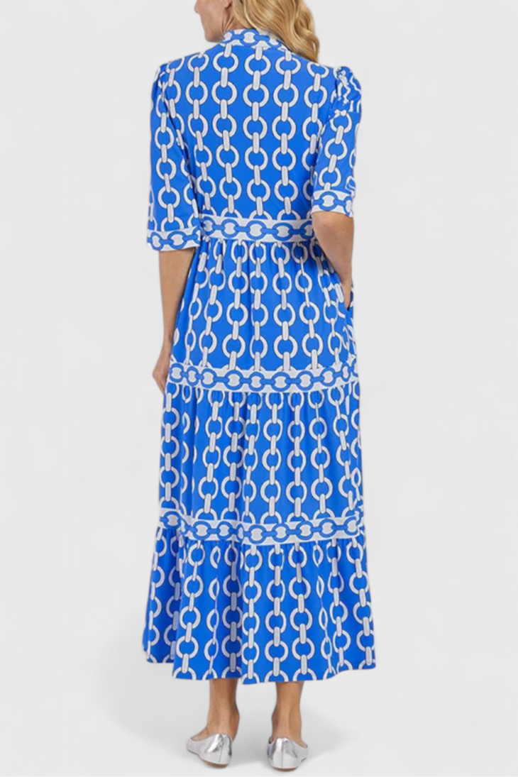 Casilda Vestido Midi con Estampado de Cadenas