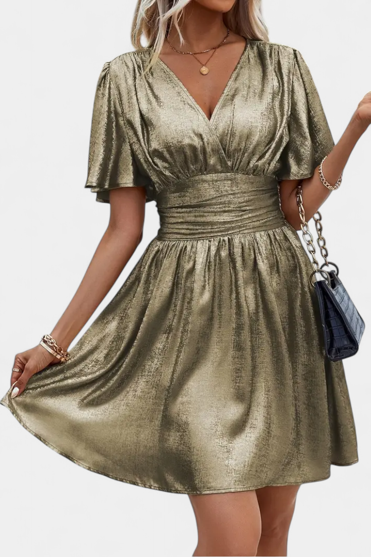 Adalee Vestido de Dama con Escote en V y Cintura Cruzada
