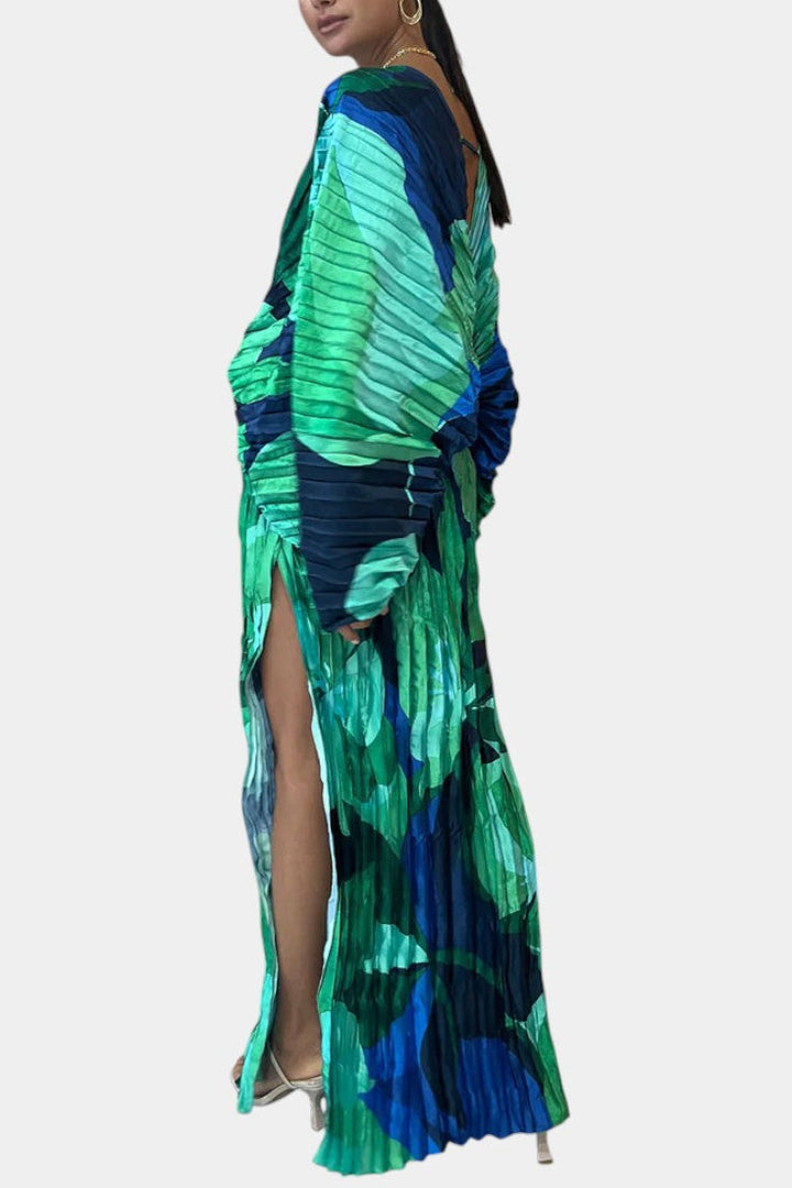 Rebecca Vestido Maxi Cortado con Pliegues