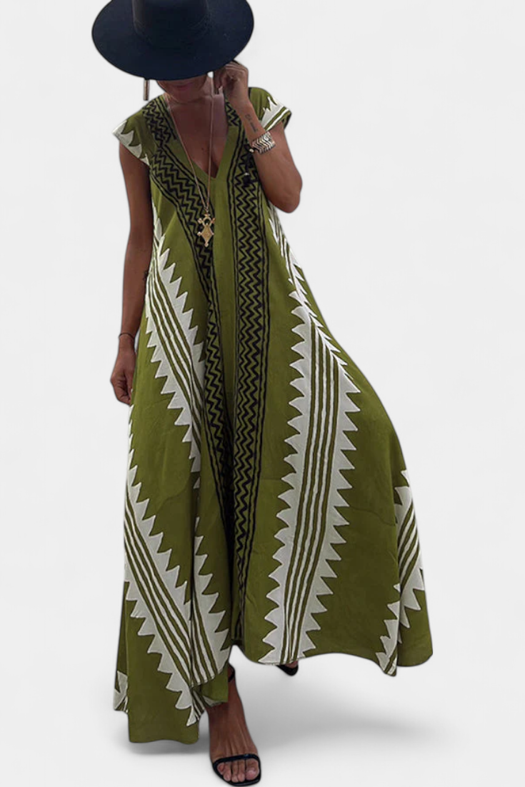 Dakota Vestido Maxi Bohemio con Motivo Geométrico