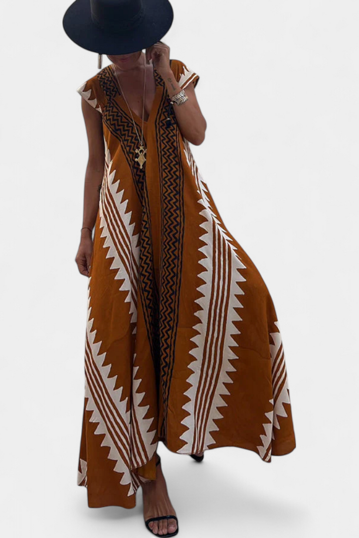 Dakota Vestido Maxi Bohemio con Motivo Geométrico