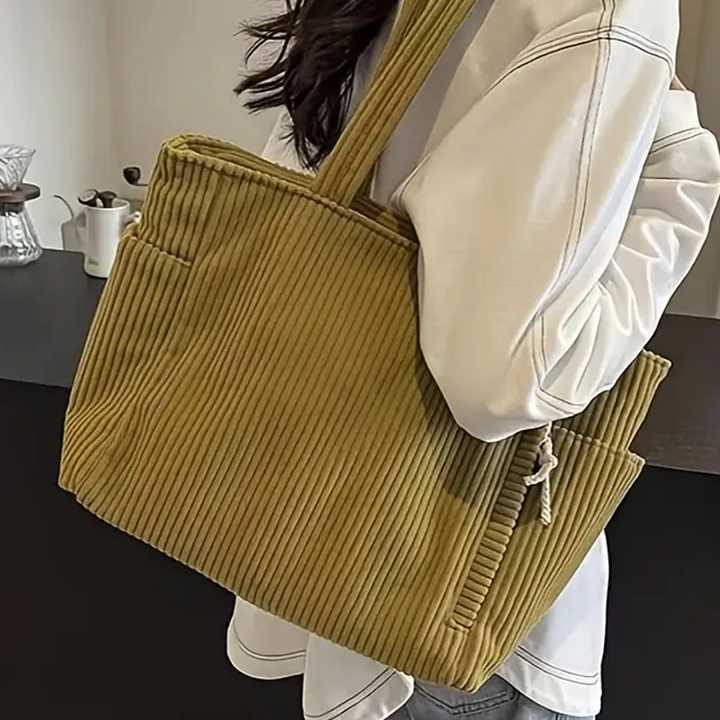 Martina | Bolso de mano de canalé con detalle de cordón